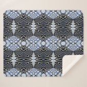 Geometrische Rustieke Boho Blauwe en Zwarte Stam E Sherpa Deken (Voorkant (horizontaal))