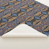 Geometrische Rustieke Boho Bruine en Blauwe Stam E Sherpa Deken (3/4)