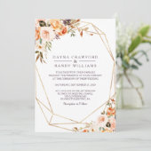 Geometrische rustieke gouden elegante herfstbruilo kaart (Staand voorkant)