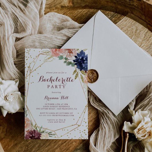 Geometrische rustieke gouden glitter vrijgezellenf kaart