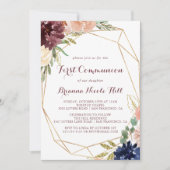 Geometrische rustieke gouden kalligrafie eerste co kaart (Voorkant)