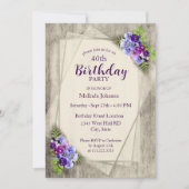 Geometrische rustieke Pansies 40e verjaardag Kaart (Voorkant)