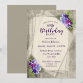 Geometrische rustieke Pansies 60e verjaardag Kaart (Voorkant / Achterkant)