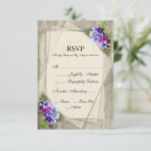 Geometrische rustieke Pansies in blauw & Paarse RS RSVP Kaartje (Staand voorkant)