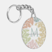 Geometrische Sage Abstracte Script Naam Monogram Sleutelhanger (Voorkant Links)