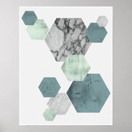 Geometrische, Scandinavische kusttinten hexagon ar Poster (Voorkant)