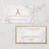 Geometrische schaar Marble Hair Stylist Appointmen Visitekaartje (Voorkant / Achterkant)