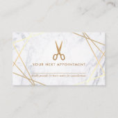 Geometrische schaar Marble Hair Stylist Appointmen Visitekaartje (Voorkant)