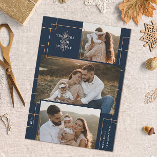 Geometrische schatten Elk moment Kerstmis 3 Foto Feestdagenkaart