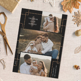 Geometrische schatten Elk moment Kerstmis 3 Foto Feestdagenkaart