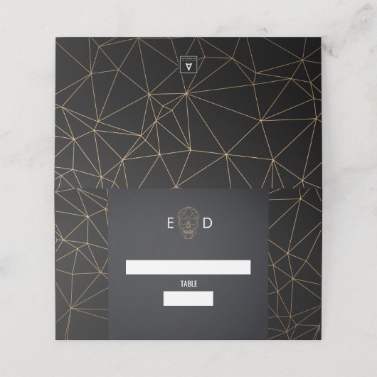 Geometrische schedel plaatskaartje (Buitenkant ongevouwen)