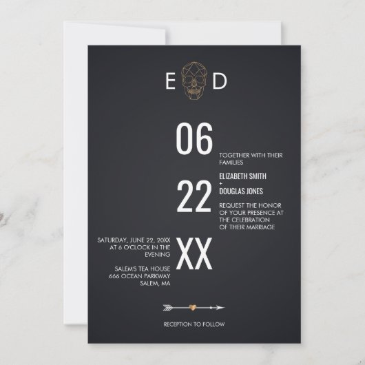 Geometrische schedelbruiloft kaart (Voorkant)