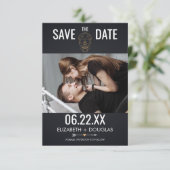 Geometrische schedelfoto save the date (Staand voorkant)