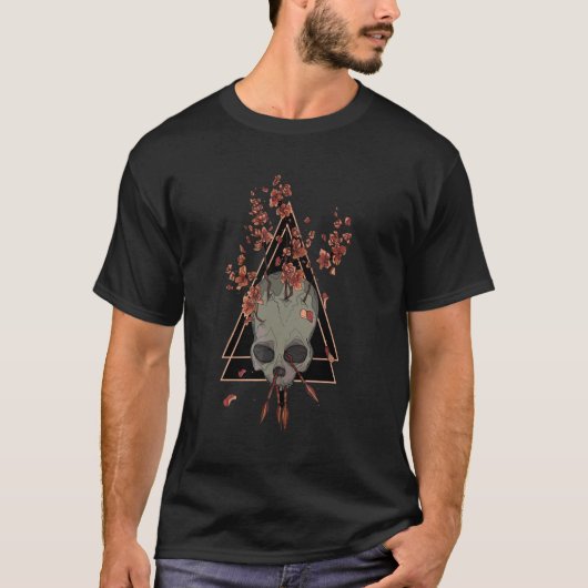 Geometrische schedelpijlen donkere Gothische kunst T-shirt (Voorkant)