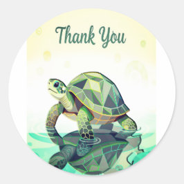 Geometrische Schildpad “Dank Je” Sticker – Moderne