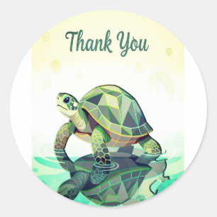 Geometrische Schildpad “Dank Je” Sticker – Moderne