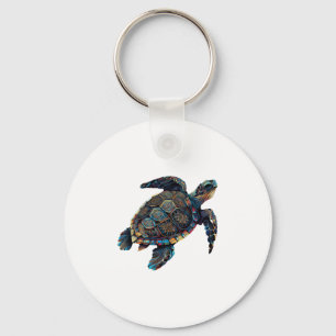 Geometrische schildpad kleurige Abstracte regenboo Sleutelhanger