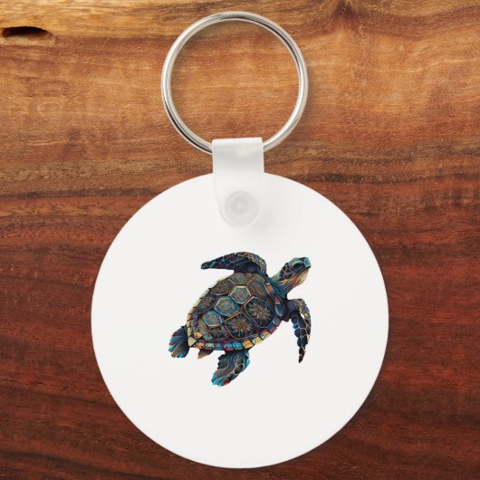 Geometrische schildpad kleurige Abstracte regenboo Sleutelhanger (Voorkant)