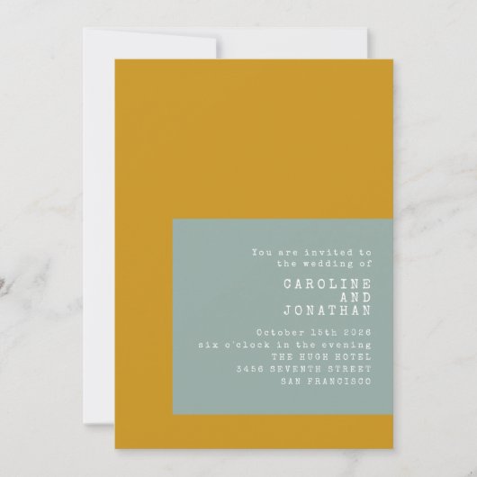 Geometrische schrijfmachine Tekstmosterd Sage Wedd Kaart (Voorkant)