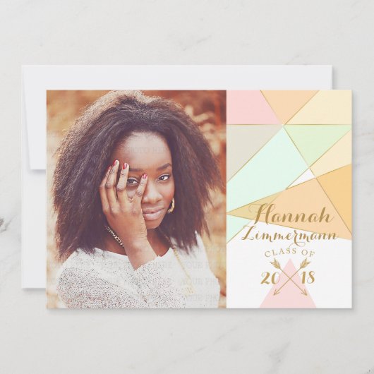 Geometrische Senior Photo Afstuderen Kaart (Voorkant)