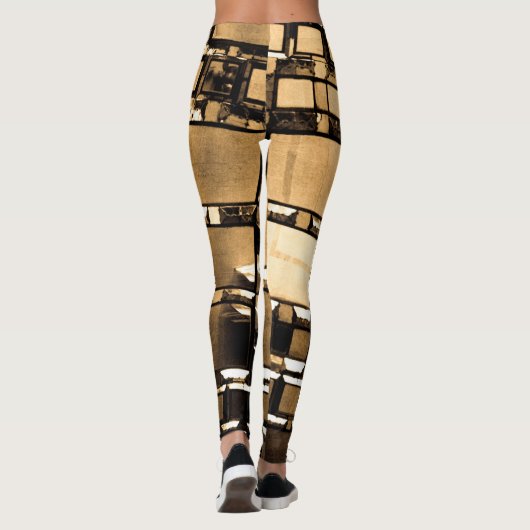 Geometrische sepia leggings (Achterkant)