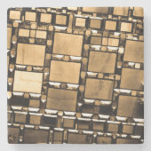 Geometrische sepia spiegels stenen onderzetter (Voorkant)