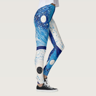 Geometrische Sereniteit: Blauw & Wit Yin Yang Leggings