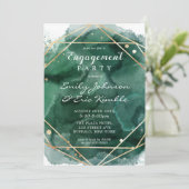 Geometrische service met groene goudWaterverf Kaart (Staand voorkant)