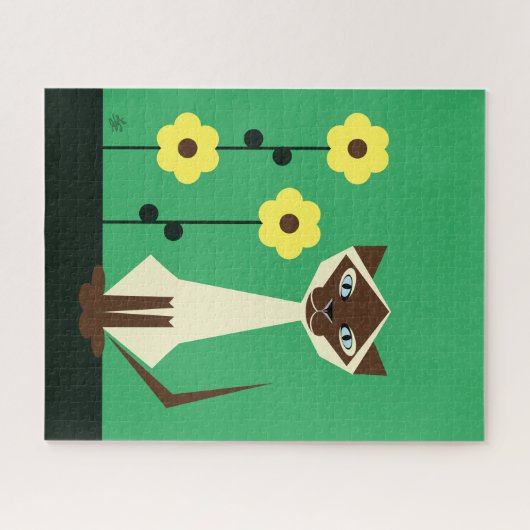 Geometrische Siamese katteontwerp puzzle Legpuzzel (Horizontaal)