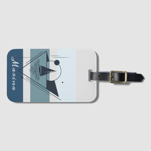 Geometrische sloopboot Moderne kunst Aangepast Bagagelabel (Voorkant (horizontaal))
