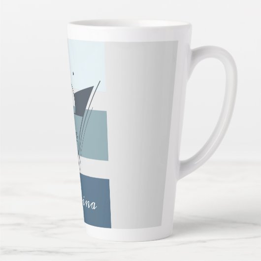 Geometrische sloopboot Moderne kunst Aangepast Latte Mok (Rechts)