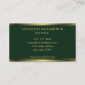 Geometrische Smaragd en gouden Stripes Professione Visitekaartje (Achterkant)