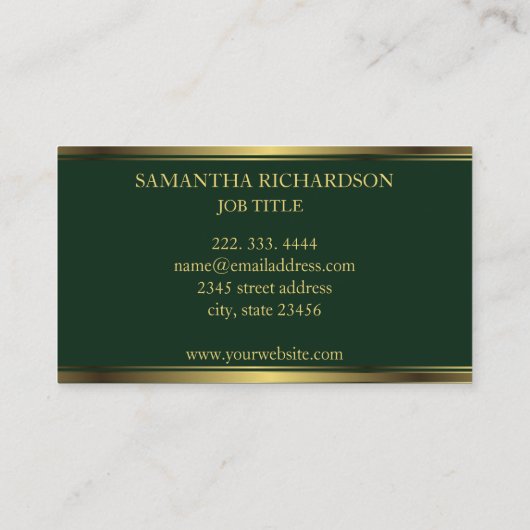 Geometrische Smaragd en gouden Stripes Professione Visitekaartje (Achterkant)