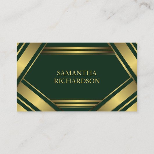 Geometrische Smaragd en gouden Stripes Professione Visitekaartje (Voorkant)