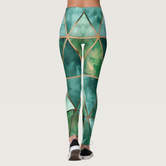 Geometrische Smaragd Leggings (Achterkant)