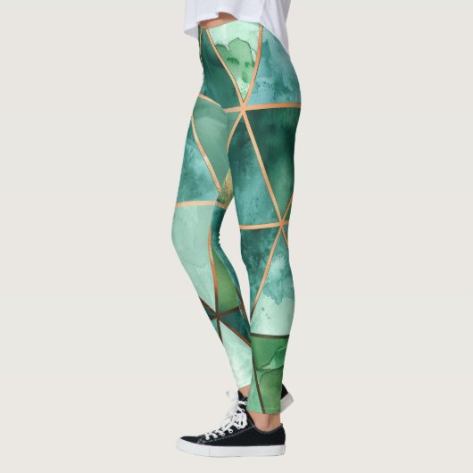 Geometrische Smaragd Leggings (Links)