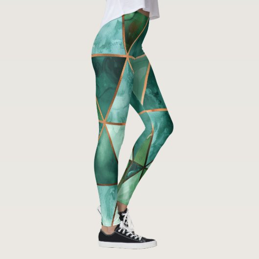 Geometrische Smaragd Leggings (Rechts)