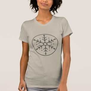 Geometrische Sneeuwvlok in een Cirkel Lijnwerk T-shirt