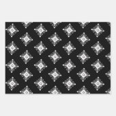 Geometrische sneeuwvlokken Kerstzwart wit Inpakpapier Vel (Voorkant 2)