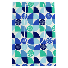 Geometrische sneeuwvlokken - Lichte achtergrond - Medium Cadeauzakje