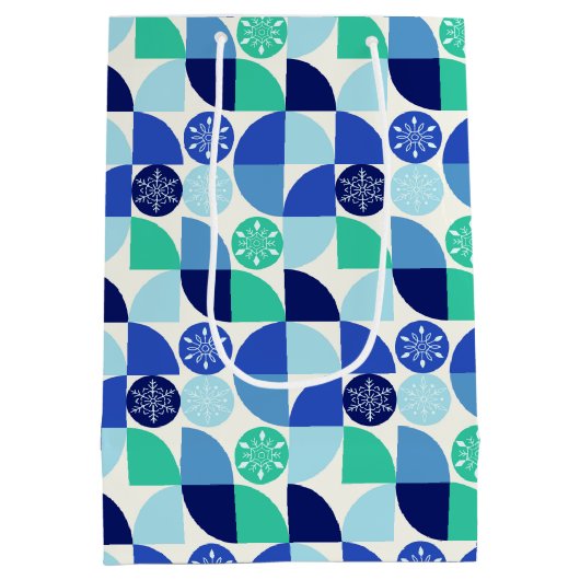 Geometrische sneeuwvlokken - Lichte achtergrond -  Medium Cadeauzakje (Achterkant)