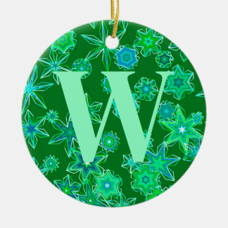 Geometrische sneeuwvlokken, Smaragdgroen gepersona Keramisch Ornament