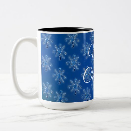 Geometrische sneeuwvlokken tweekleurige koffiemok (Links)