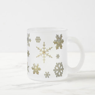 Geometrische sneeuwvlokken - Zilver en goud Matglas Koffiemok