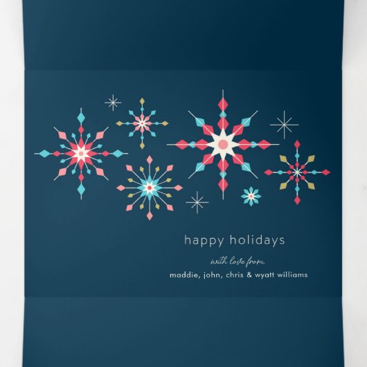 Geometrische Snowflake Vakantie Groet Drieluik Wenskaart (Binnenkant midden)