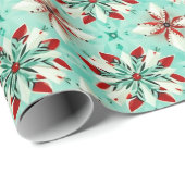 Geometrische Snowflake Xmas Kaleidoscoop Patroon Cadeaupapier (Rol Hoek)