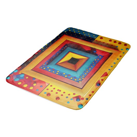 Geometrische Speeldoos: 3D Pop Art Primaire Kleure Badmat (Gekanteld)