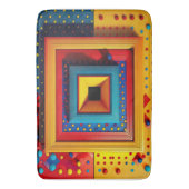 Geometrische Speeldoos: 3D Pop Art Primaire Kleure Badmat (Voorkant Verticaal)