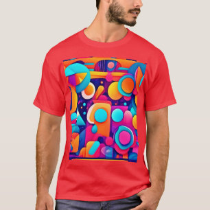 Geometrische speeltuin in kleurrijke chaos t-shirt