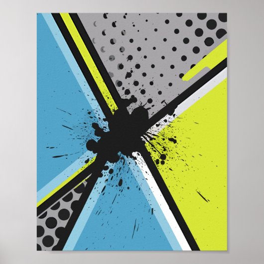 Geometrische spetter met halftoonstippen poster (Voorkant)